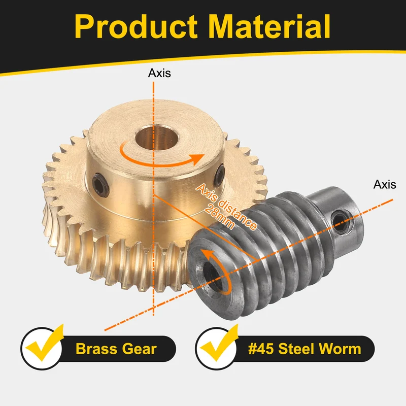 Worm Gear Set 1 Module 40:1 Reduction Rate(Gear-8mm Bore, Rod 6mm Bore)