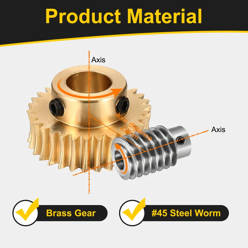 Worm Gear Set 1 Module 30:1 Reduction Rate(Gear-12mm Bore, Rod 5mm Bore)