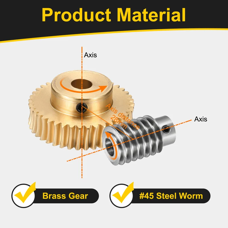Worm Gear Set 1 Module 40:1 Reduction Rate(Gear-8mm Bore Rod 5mm Bore)