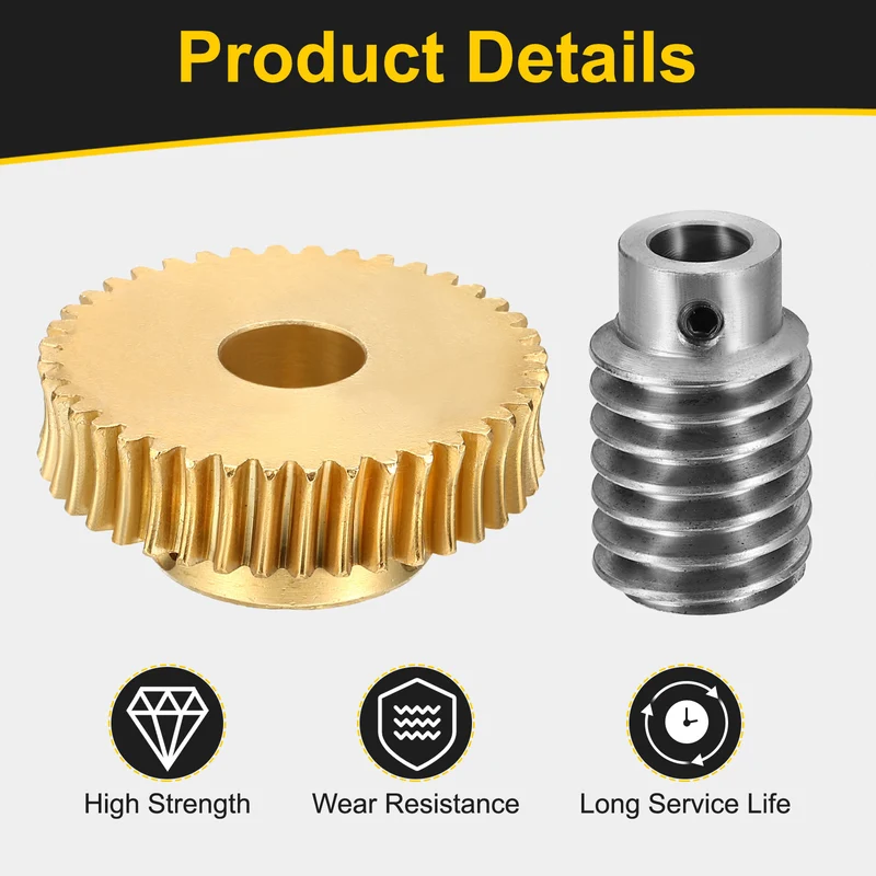 Worm Gear Set 1 Module 40:1 Reduction Rate(Gear-12mm Bore, Rod 8mm Bore)