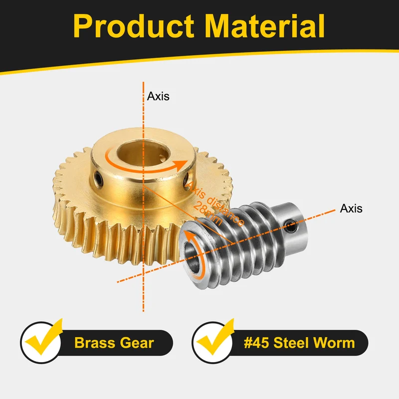 Worm Gear Set 1 Module 40:1 Reduction Rate(Gear-12mm Bore, Rod 8mm Bore)