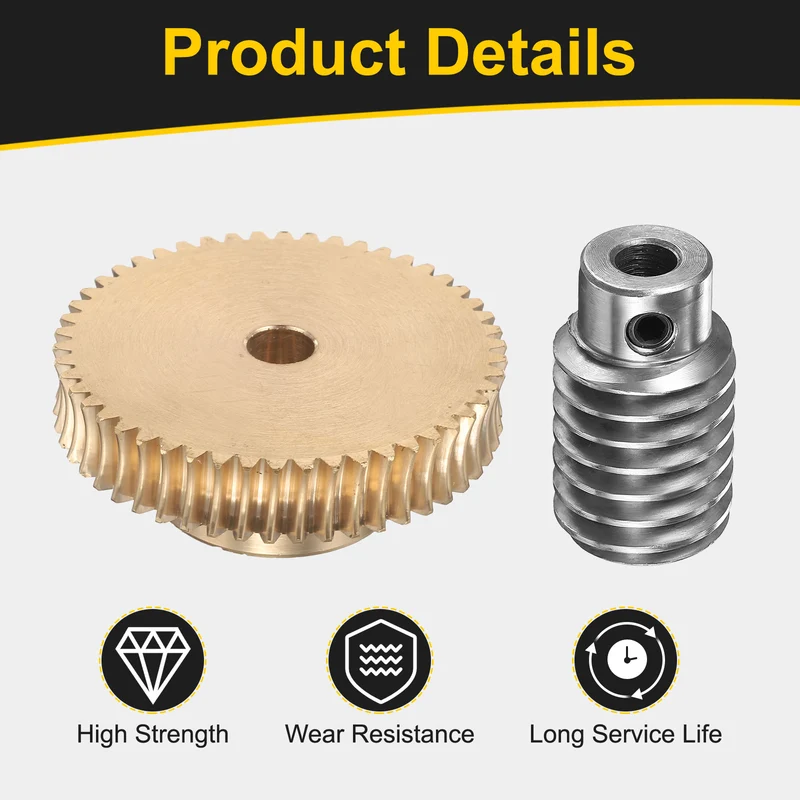 Worm Gear Set 1 Module 50:1 Reduction Rate(Gear-8mm Bore, Rod 6mm Bore)