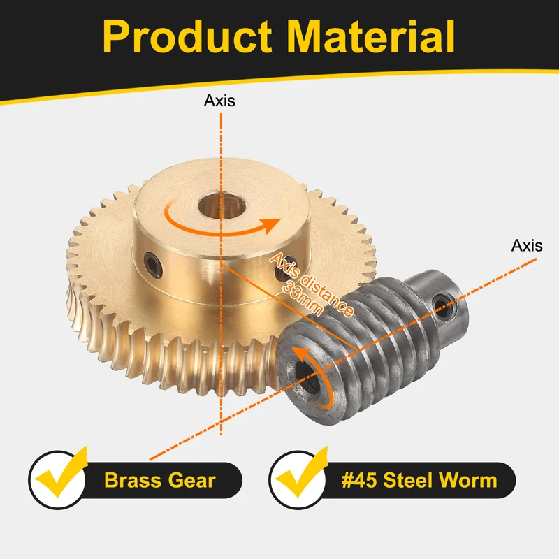 Worm Gear Set 1 Module 50:1 Reduction Rate(Gear-8mm Bore, Rod 6mm Bore)
