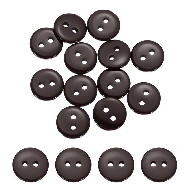 16 Pcs 10mm Resin Sewing Buttons, 2 Hole for Sewing Coats Shirts, Coffee