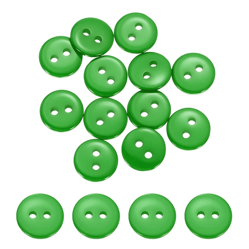 16 Pcs 10mm Resin Sewing Buttons, 2 Hole for Sewing Coats Shirts, Grass Green