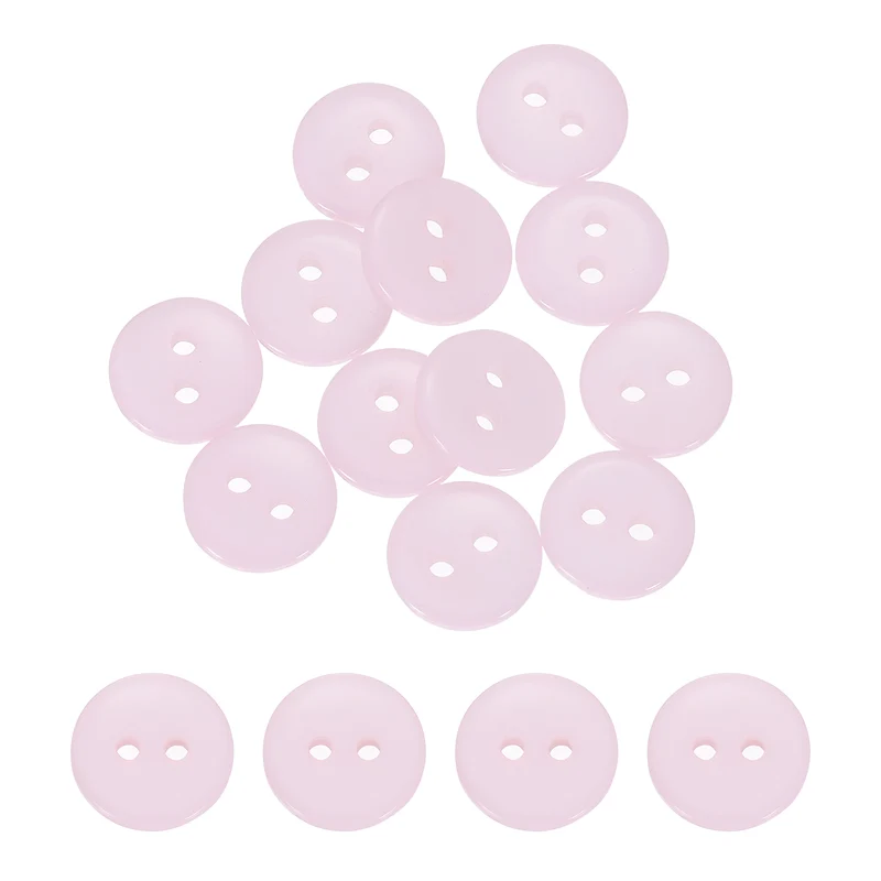 16 Pcs 10mm Resin Sewing Buttons, 2 Hole for Sewing Coats Shirts, Light Pink