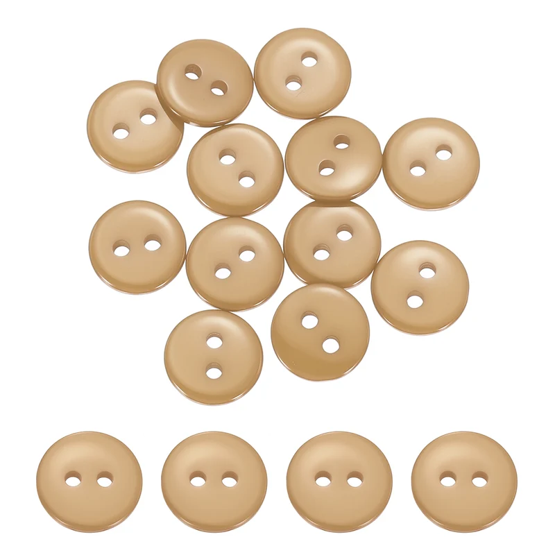 16 Pcs 10mm Resin Sewing Buttons, 2 Hole for Sewing Coats Shirts, Camel