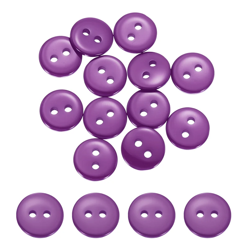 16 Pcs 10mm Resin Sewing Buttons, 2 Hole for Sewing Coats Shirts, Purple