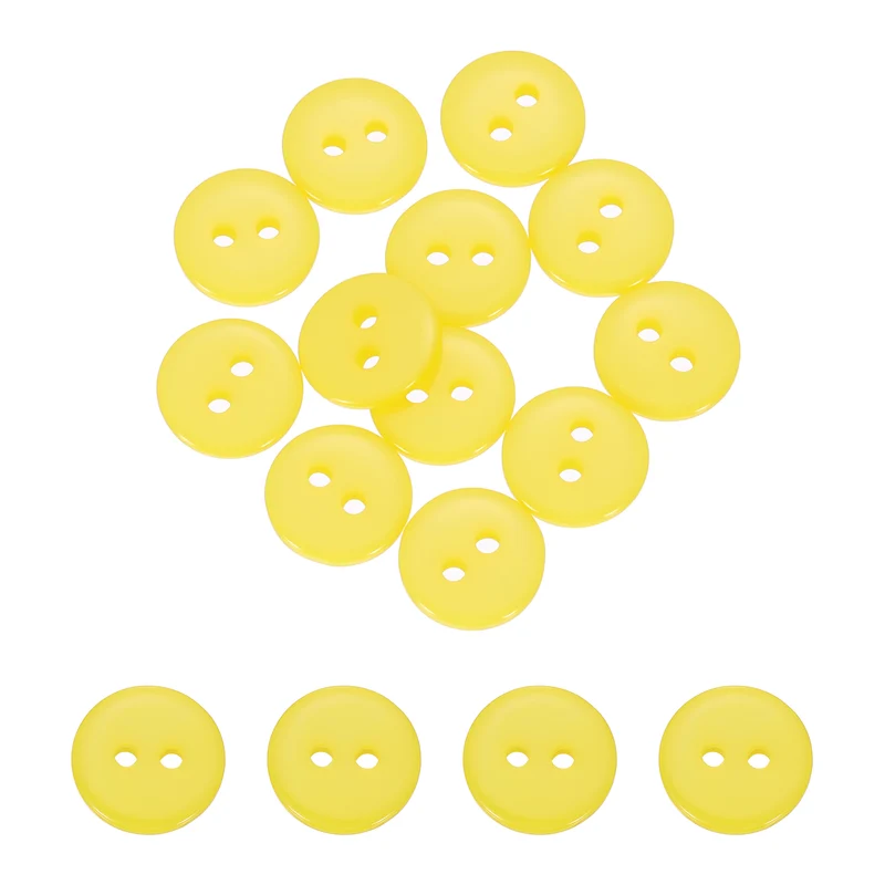 16 Pcs 10mm Resin Sewing Buttons, 2 Hole for Sewing Coats Shirts, Yellow