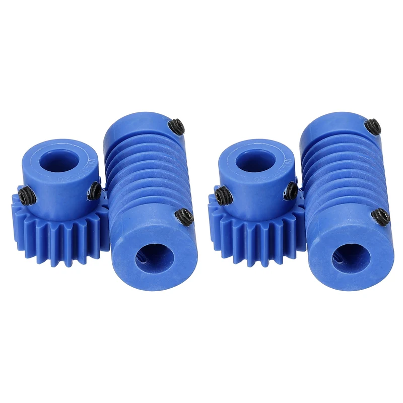 2Set Nylon Worm Gear Set 1M 20:1 Reduction Ratio Gear 8mm Bore Rod 8mm Bore
