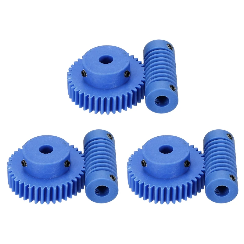 3Set POM Worm Gear Set 0.8M 40:1 Reduction Ratio Gear 6mm Bore Rod 6mm Bore