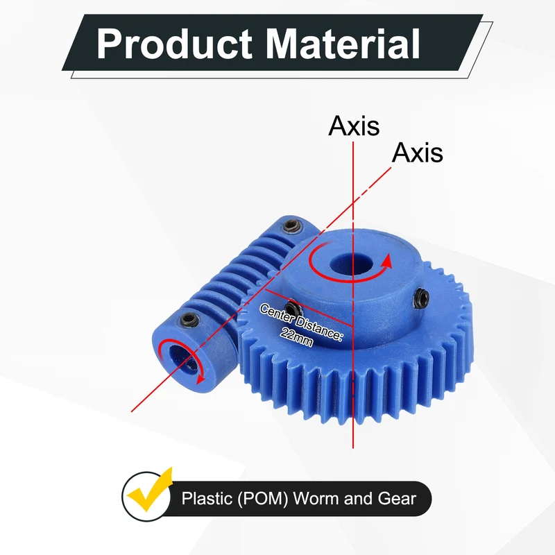3Set POM Worm Gear Set 0.8M 40:1 Reduction Ratio Gear 6mm Bore Rod 6mm Bore
