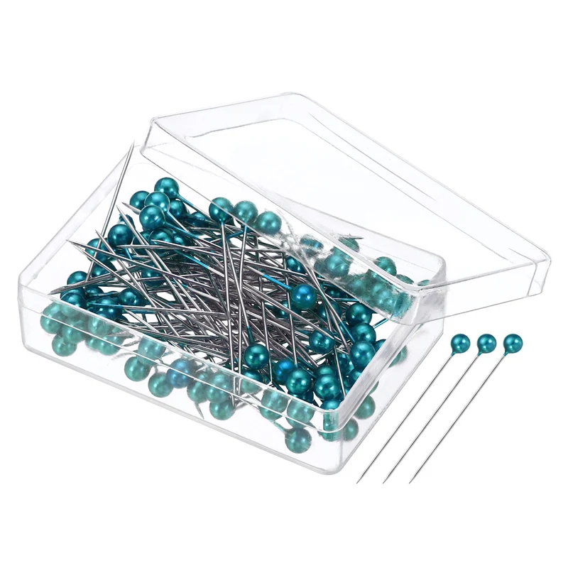 Sewing Pins, 400 Pcs 1.5 Inch Straight Pin with Plastic Pearlized Ball Head for Fabric, Decorative, Jewelry DIY, Craft and Sewing Project, Light Blue