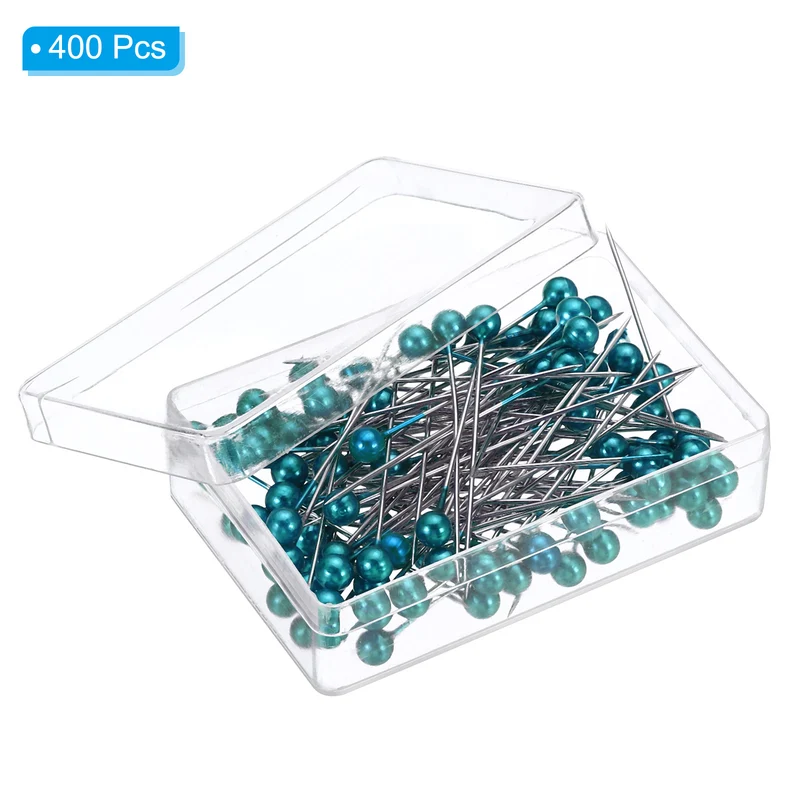 Sewing Pins, 400 Pcs 1.5 Inch Straight Pin with Plastic Pearlized Ball Head for Fabric, Decorative, Jewelry DIY, Craft and Sewing Project, Light Blue