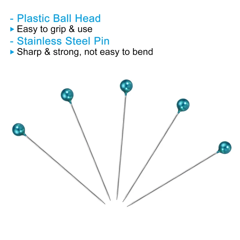 Sewing Pins, 400 Pcs 1.5 Inch Straight Pin with Plastic Pearlized Ball Head for Fabric, Decorative, Jewelry DIY, Craft and Sewing Project, Light Blue
