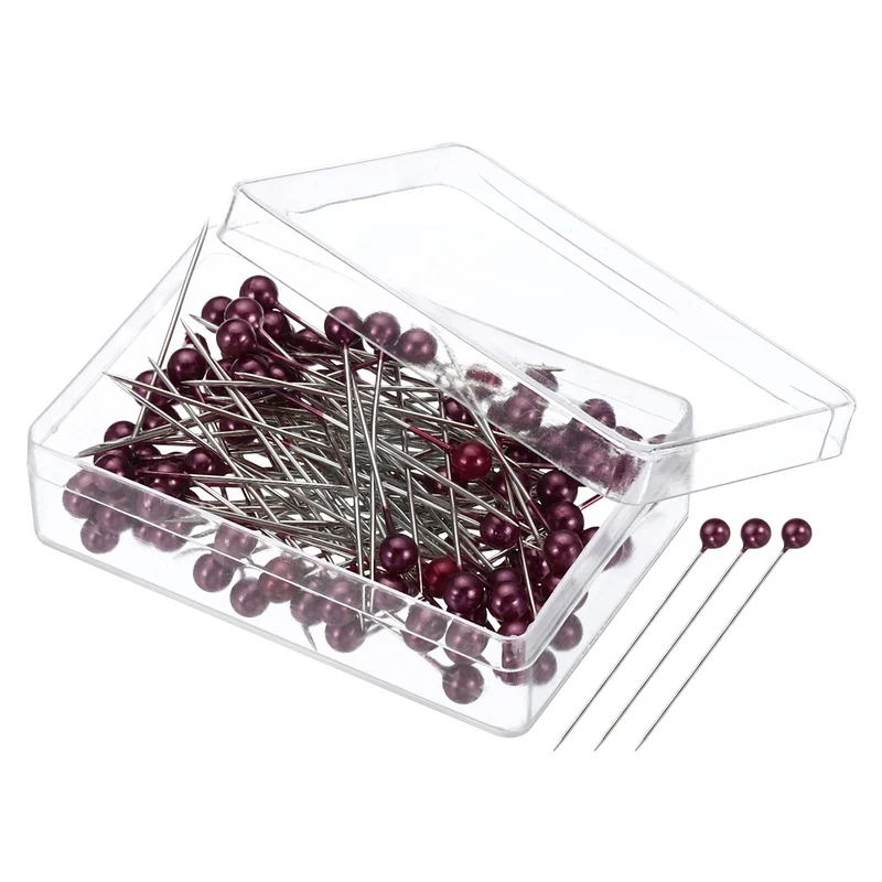 200Pcs Sewing Pins, Straight Pin with Plastic Pearlized Ball Head, Red