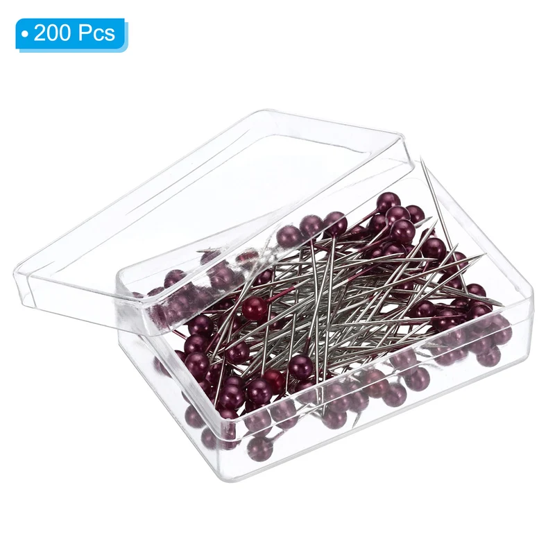 200Pcs Sewing Pins, Straight Pin with Plastic Pearlized Ball Head, Red