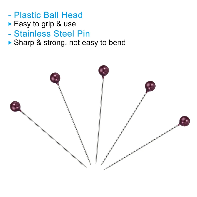 100Pcs Sewing Pins, Straight Pin with Plastic Pearlized Ball Head, Red