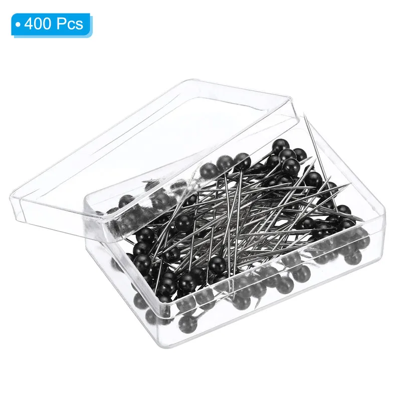 400Pcs Sewing Pins, Straight Pin with Plastic Pearlized Ball Head, Black