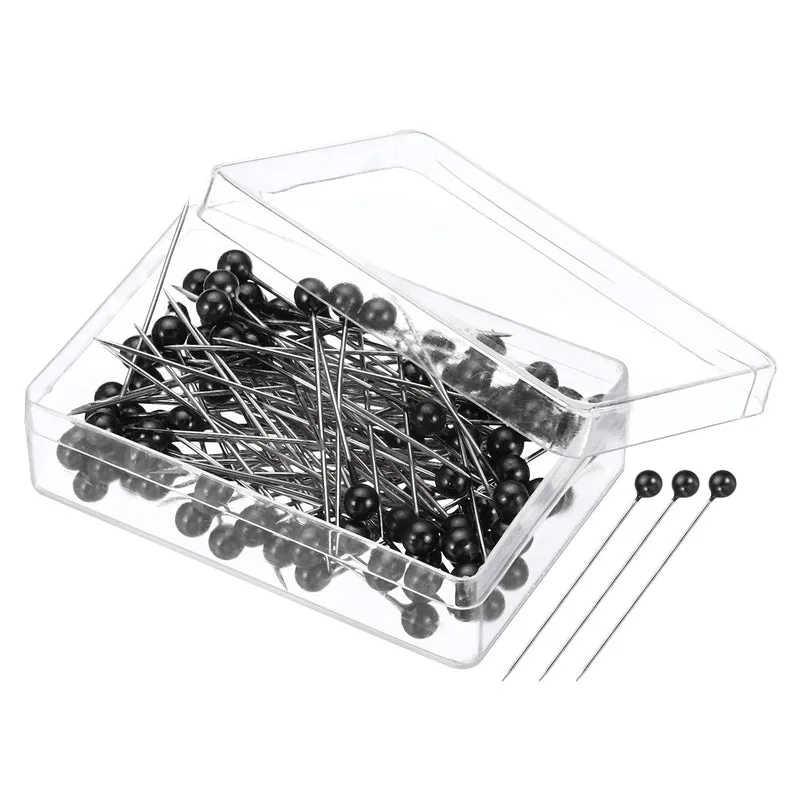 200Pcs Sewing Pins, Straight Pin with Plastic Pearlized Ball Head, Black