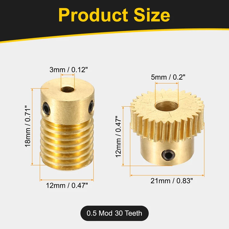 Worm Gear Set 0.5 Module 1:30 Reduction Rate(Gear-5mm Bore, Rod 3mm Bore)