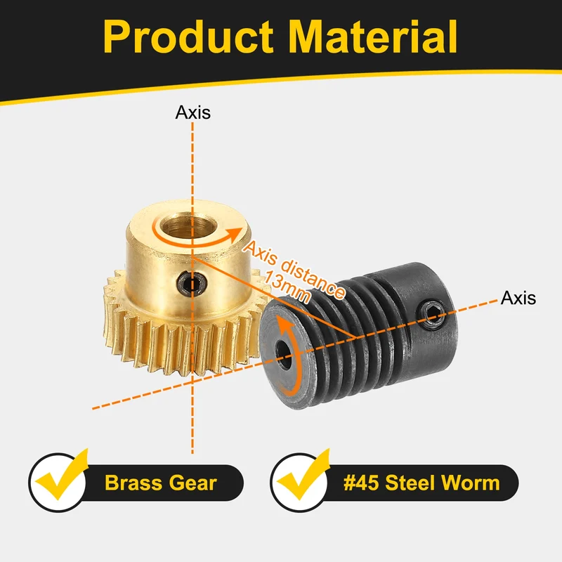 Worm Gear Set 0.5 Module 1:30 Reduction Rate(Gear-5mm Bore, Rod 3mm Bore)