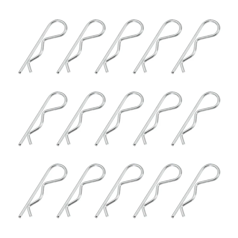 M2 x 50 mm Cotter Pin Assortment Kit, 15 Pcs Heavy Duty R Clips, Silver Tone