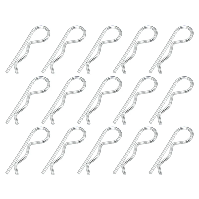 M2 x 40 mm Cotter Pin Assortment Kit, 15 Pcs Heavy Duty R Clips, Silver Tone
