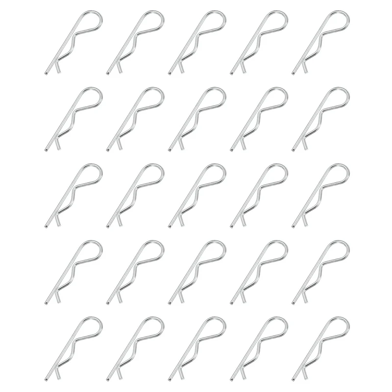M2 x 50 mm Cotter Pin Assortment Kit, 25 Pcs Heavy Duty R Clips, Silver Tone