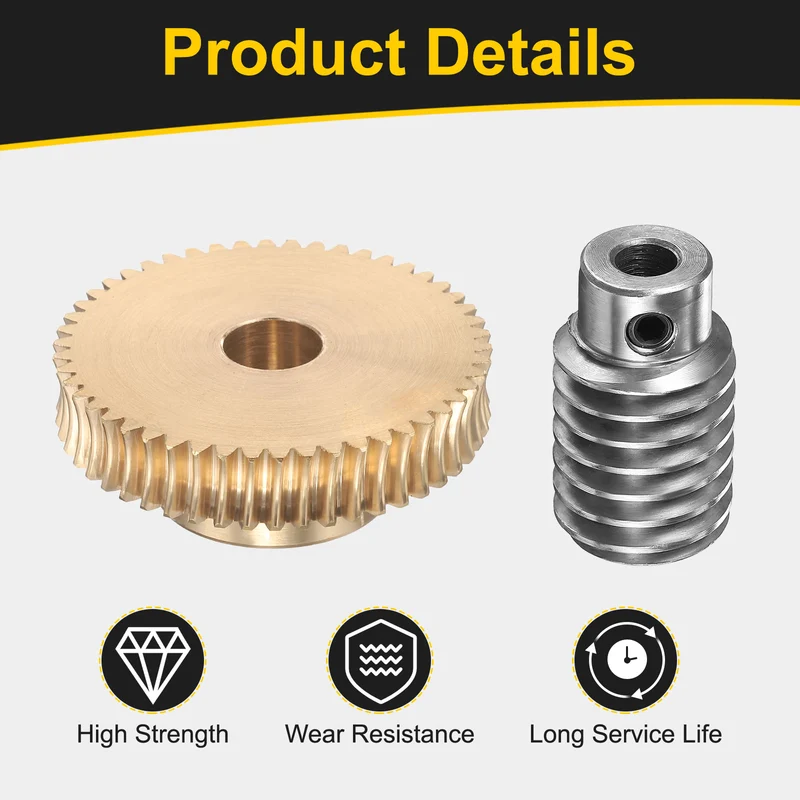 Worm Gear Set 1 Module 50:1 Reduction Rate(Gear-12mm Bore, Rod 6mm Bore)