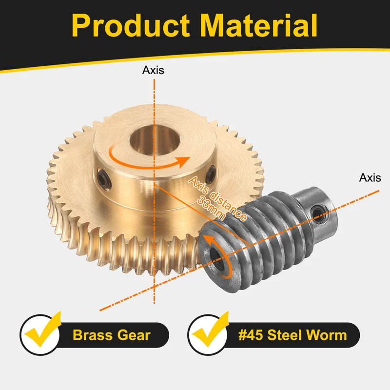 Worm Gear Set 1 Module 50:1 Reduction Rate(Gear-12mm Bore, Rod 6mm Bore)