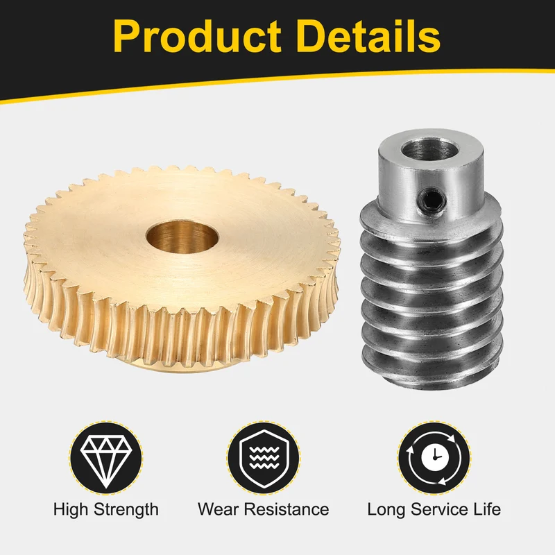 Worm Gear Set 1 Module 50:1 Reduction Rate(Gear-12mm Bore, Rod 5mm Bore)