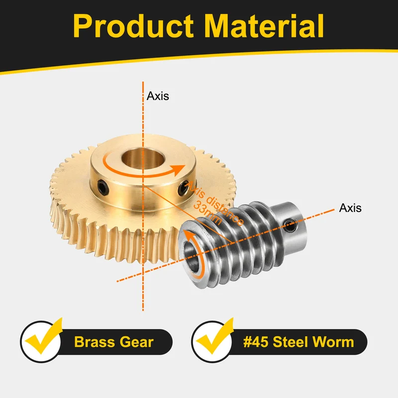 Worm Gear Set 1 Module 50:1 Reduction Rate(Gear-12mm Bore, Rod 5mm Bore)