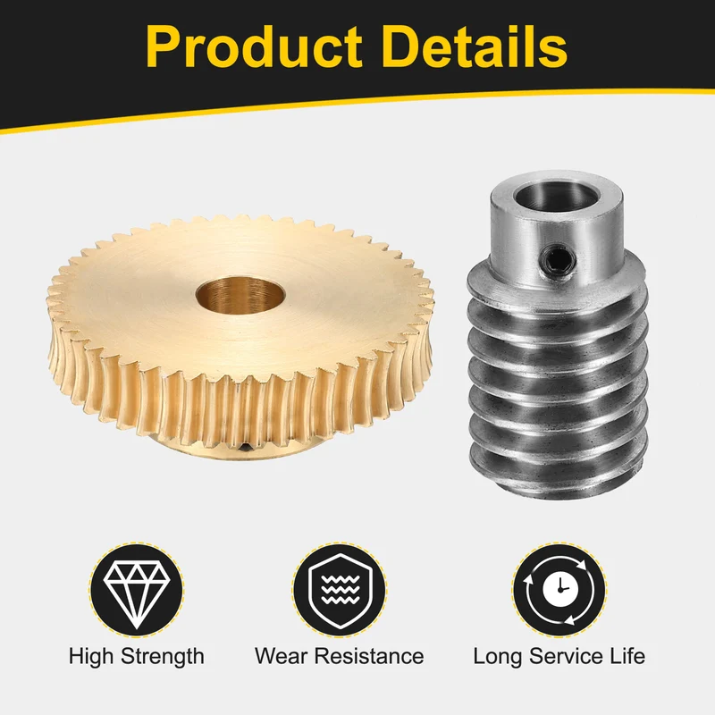 Worm Gear Set 1 Module 50:1 Reduction Rate(Gear-12mm Bore, Rod 8mm Bore)