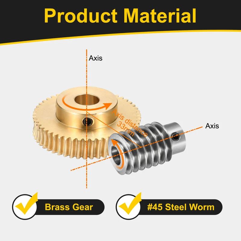 Worm Gear Set 1 Module 50:1 Reduction Rate(Gear-12mm Bore, Rod 8mm Bore)