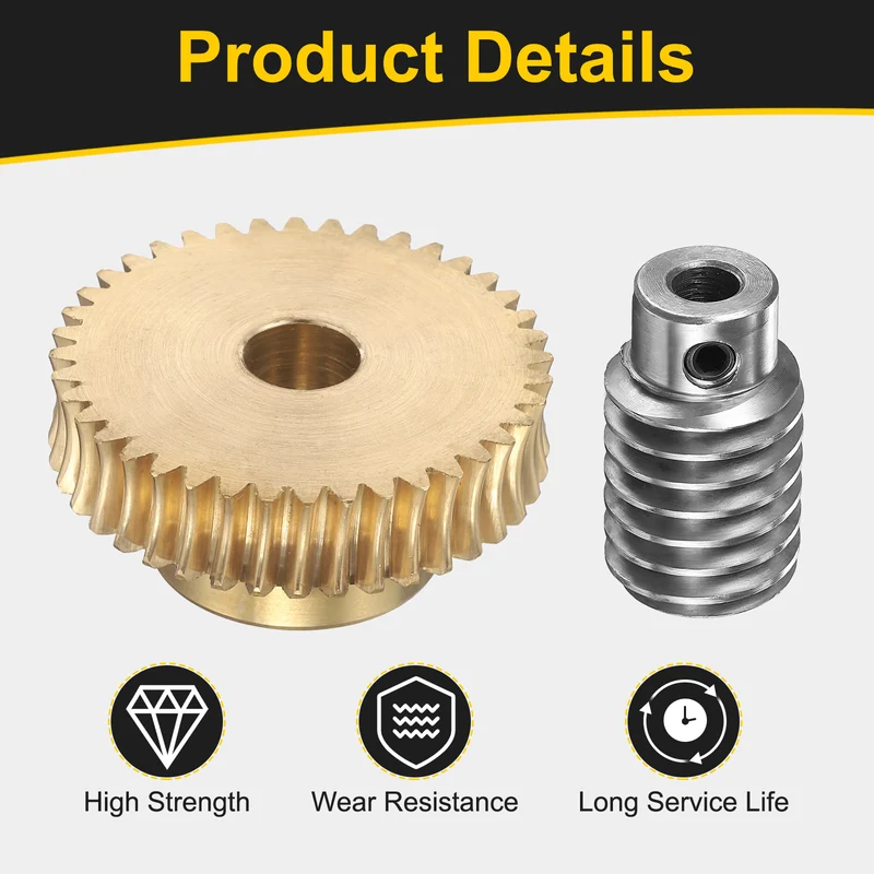 Worm Gear Set 1 Module 40:1 Reduction Rate(Gear-12mm Bore, Rod 6mm Bore)