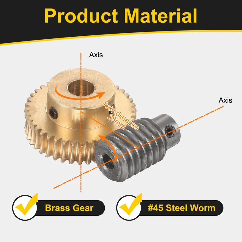 Worm Gear Set 1 Module 40:1 Reduction Rate(Gear-12mm Bore, Rod 6mm Bore)