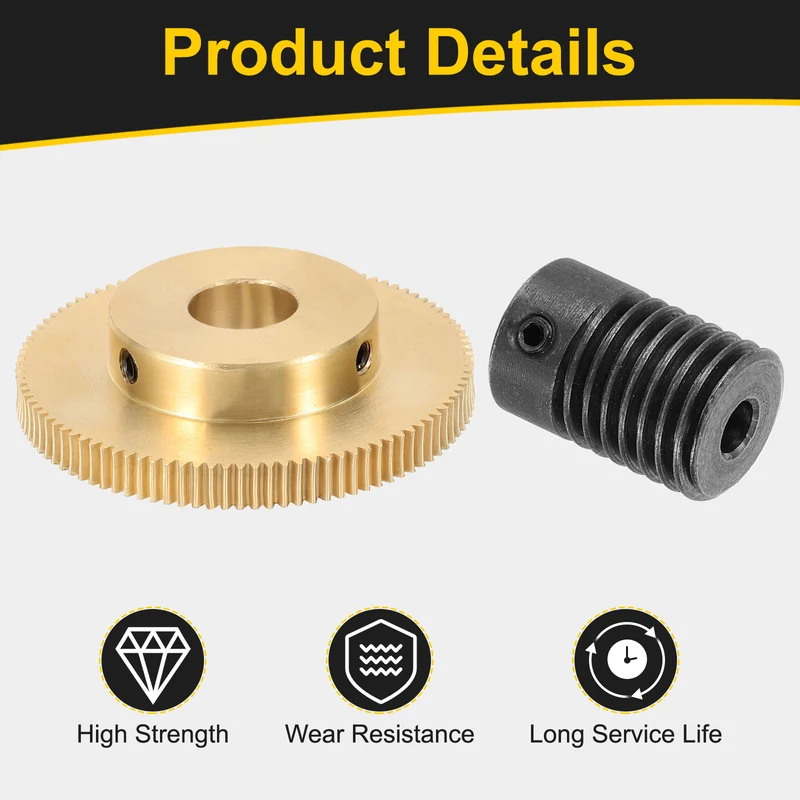 Worm Gear Set 0.5 Module 100:1 Reduction Rate(Gear-12mm Bore, Rod 4mm Bore)