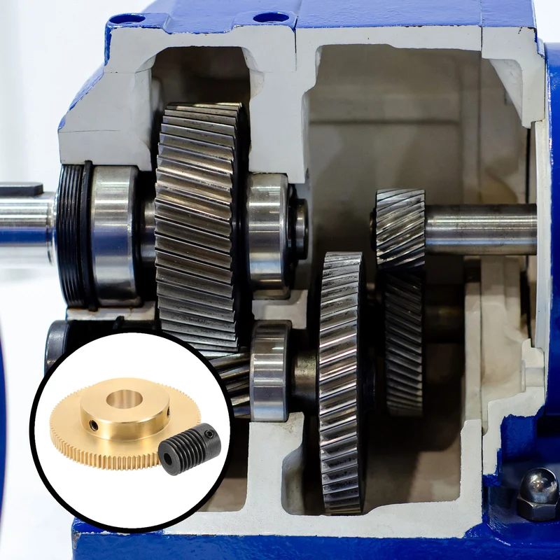 Worm Gear Set 0.5 Module 100:1 Reduction Rate(Gear-12mm Bore, Rod 4mm Bore)