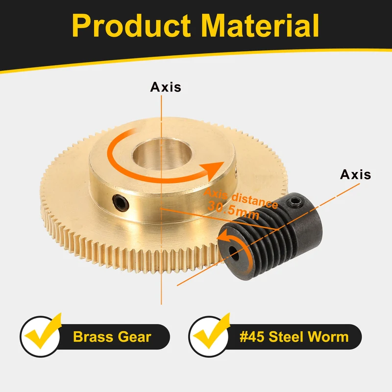 Worm Gear Set 0.5 Module 100:1 Reduction Rate(Gear-12mm Bore, Rod 3mm Bore)