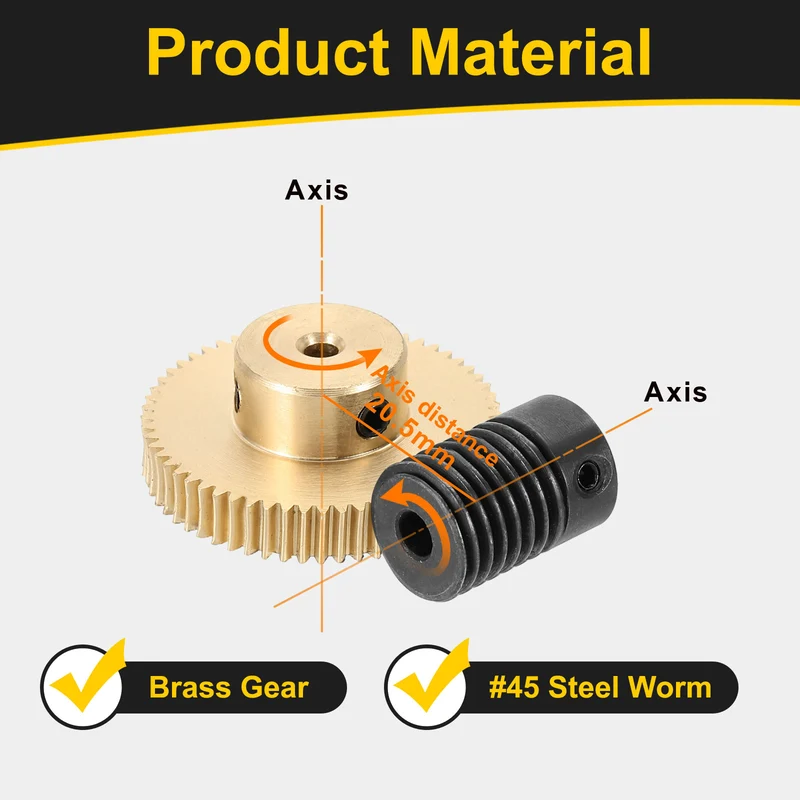 Worm Gear Set 0.5 Module 60:1 Reduction Rate(Gear-3mm Bore, Rod 4mm Bore)