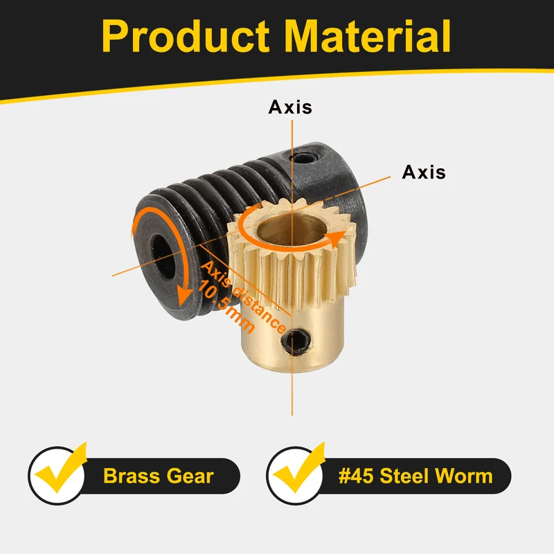 Worm Gear Set 0.5 Module 20:1 Reduction Rate(Gear-6mm Bore, Rod 4mm Bore)