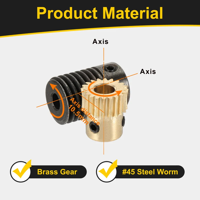 Worm Gear Set 0.5 Module 20:1 Reduction Rate(Gear-5mm Bore, Rod 4mm Bore)
