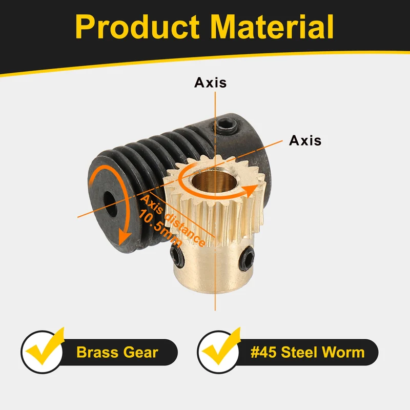 Worm Gear Set 0.5 Module 20:1 Reduction Rate(Gear-5mm Bore, Rod 3mm Bore)