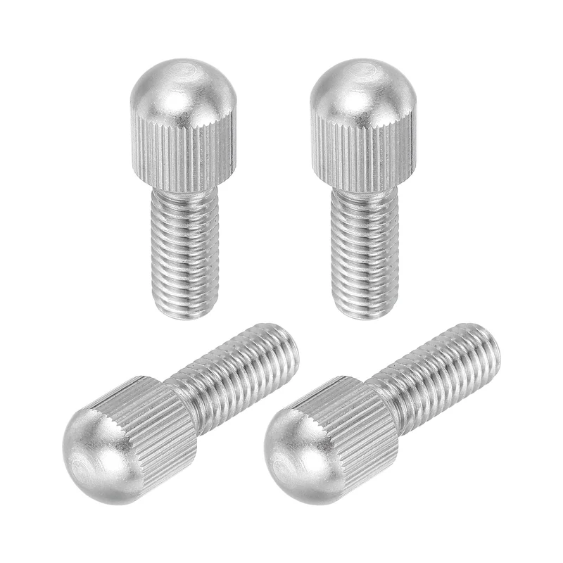 4 Pcs M8 x 20mm Stainless Steel Flat Head Thread Knurled Thumbscrews Bolts