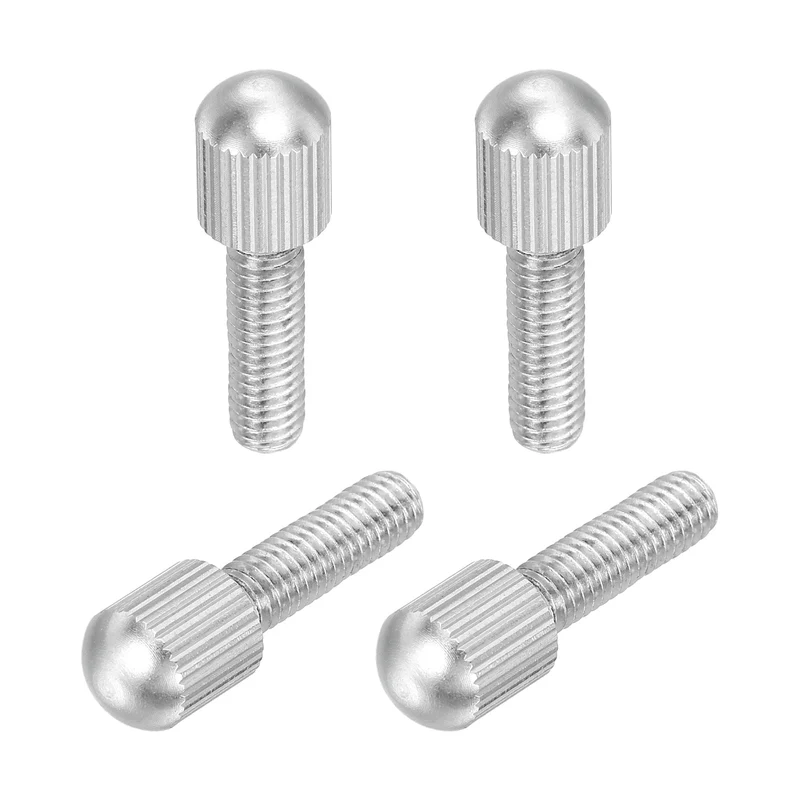 4Pcs M6 x 20mm Stainless Steel Flat Head Thread Knurled Thumbscrews Bolts