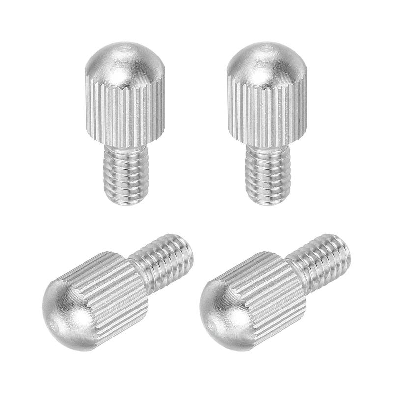 4Pcs M6 x 10mm Stainless Steel Flat Head Thread Knurled Thumbscrews Bolts