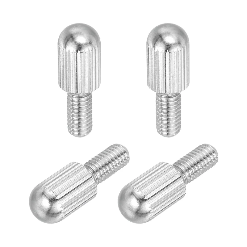 4Pcs M5 x 10mm Stainless Steel Flat Head Thread Knurled Thumbscrews Bolts