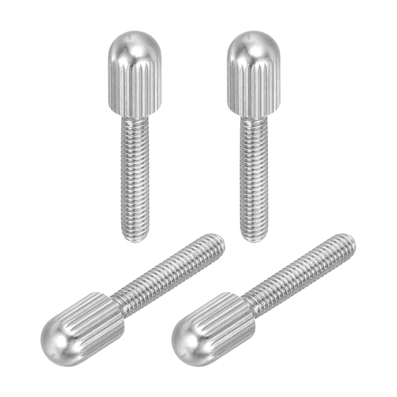 4Pcs M4 x 20mm Stainless Steel Flat Head Thread Knurled Thumbscrews Bolts