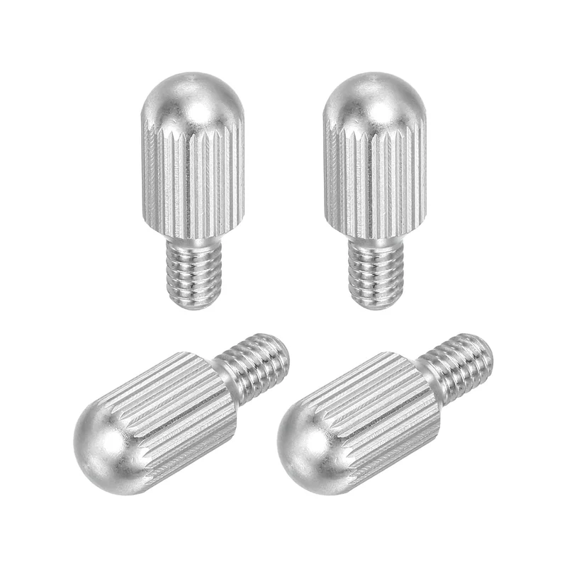4Pcs M4 x 6mm Stainless Steel Flat Head Thread Knurled Thumbscrews Bolts